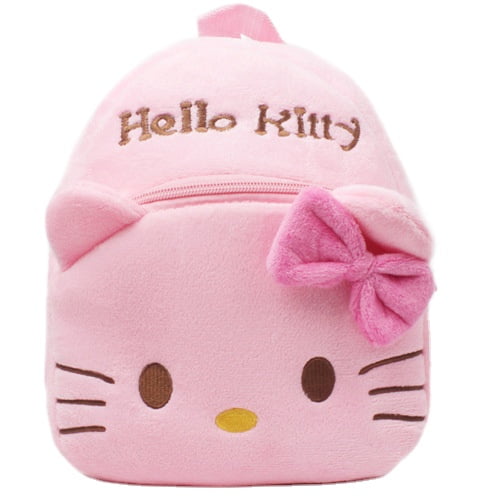 Mochila rosa de felpa suave de Hello Kitty, preciosa mochila escolar para niñas