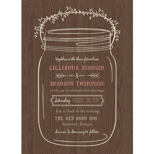 Mason Jar Standard Wedding Invitation - Walmart.com - Walmart.com
