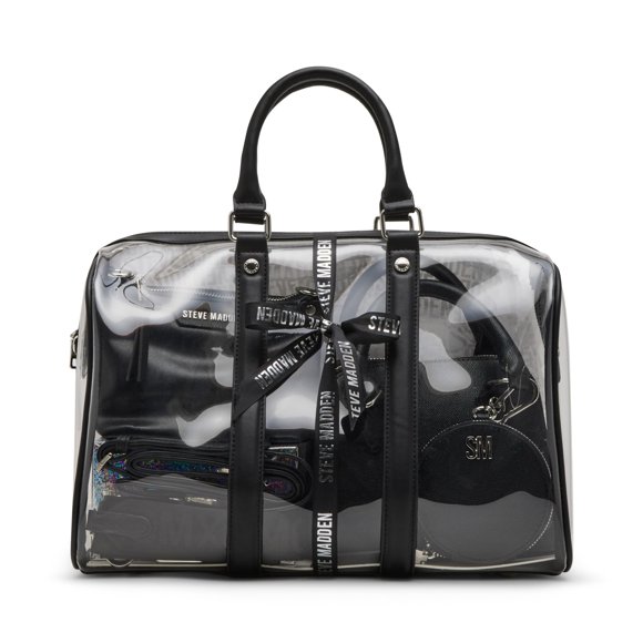 Steve Madden Warren Satchel Set de regalo, negro transparente