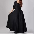thumbnail image 4 of Lorytime Womens a Line Dress Formal Maxi Evening Gown Crew Neck Cocktail Dresses Long Sleeve Solid Party Dresses, 4 of 7