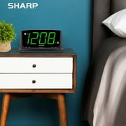 Sharp Alarm Clock with Night Light - Easy to See Large Numbers, Loud Beep Alarm, Green LED Display