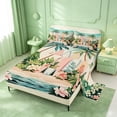 thumbnail image 2 of meiyoeat Hawaii Sea Beach Bed Sheets For Kids,Pink Kawaii Floral Blossom Full Size Sheets For Girls,4-Piece, 2 of 6
