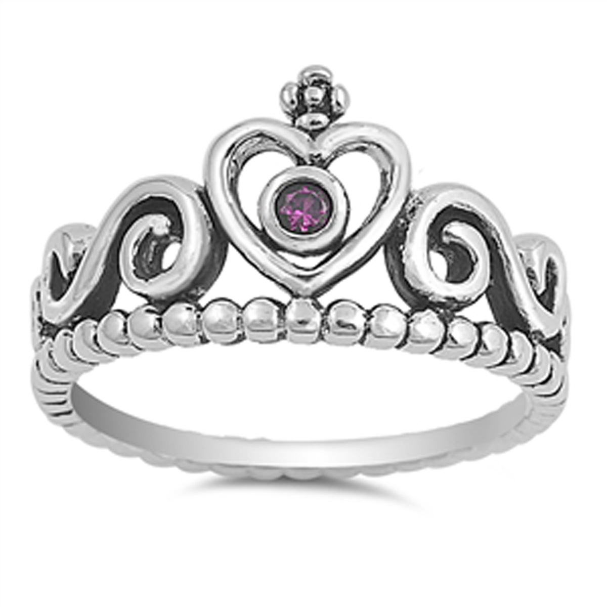 Sterling Silver Women's Flawless Simulated Ruby Cubic Zirconia Heart