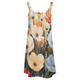 thumbnail image 5 of Watercolor Wildflowers Womens Summer Dresses Casual Sleeveless Tshirt Sundresses Vacation Beach Cover Up Dress, 5 of 8