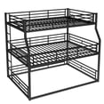 thumbnail image 5 of Morufur Triple Bunk Bed, Full XL Over Queen Over Queen Metal Bunk Bed Frame with Guardrails & Ladders, Heavy-Duty 3-Tier Bunk Beds for Teens Adults, No Box Spring Needed, Black, 5 of 8