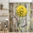 thumbnail image 4 of Farmhouse Flower Floral Shower Curtain, Rustic Yellow Dahlia Shower Curtain Set, Country Yellow Wild Garden Plant Fabric Shower Curtain with Hooks, Surreal Bathroom Curtain, 72x72inch, 4 of 6