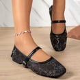 thumbnail image 6 of RoamHome Women's Mary Jane Ballet Flats Rhinestone Square Toe Comfortable Slip-On Adjustable Casual Dressy Flat Shoes for Daily Work Party, 6 of 9