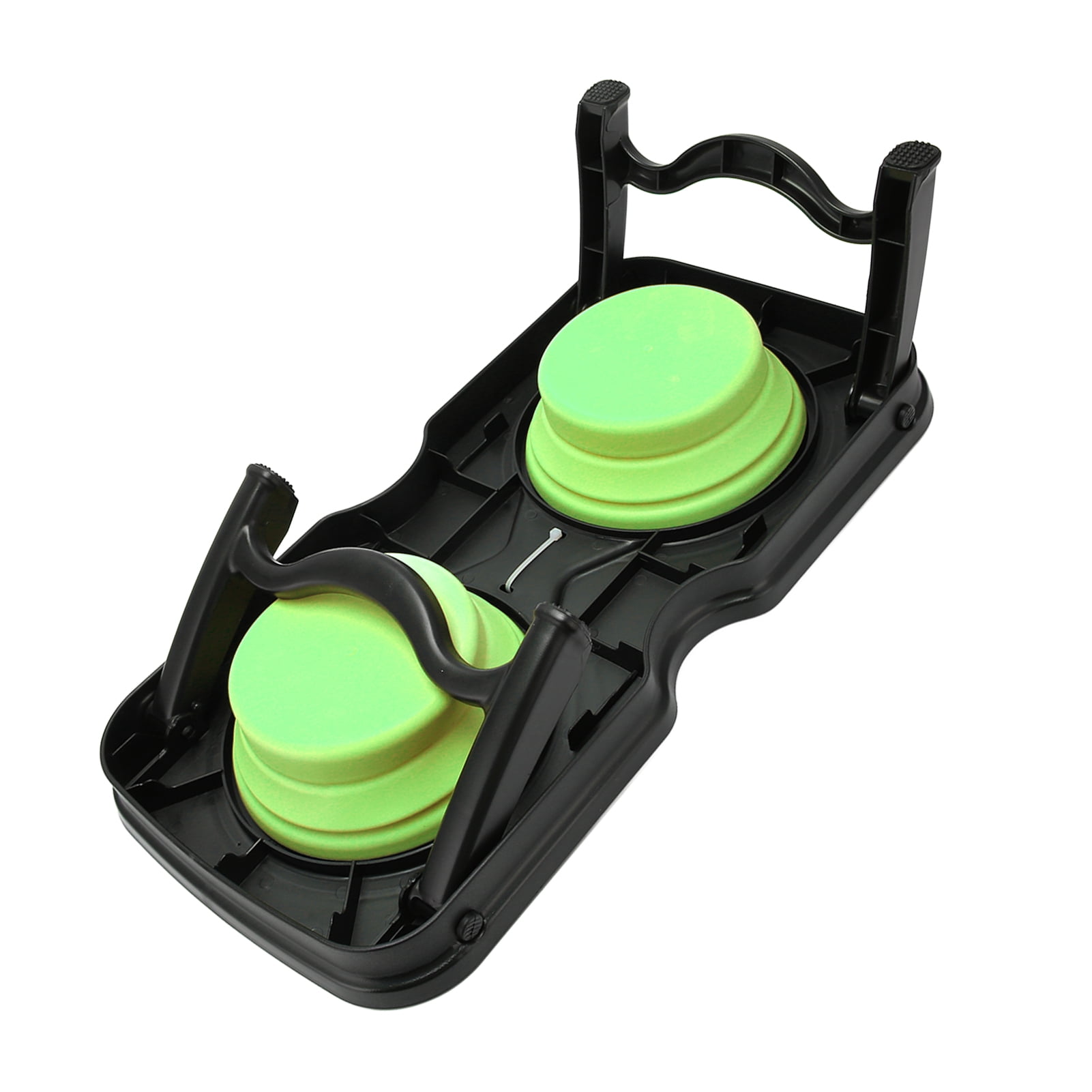 Rupoun Foldable Elevated Dog Bowls Portable Double Raised Feeding Station with Stand for Outdoor Camping Travel, Small Green (14.6 in / 37 cm)