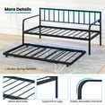 thumbnail image 3 of Giantex Twin Daybed Bed Frame w/Trundle, LED & Charging Station, Adjustable Metal Sofa Bed Frame, 3 of 8