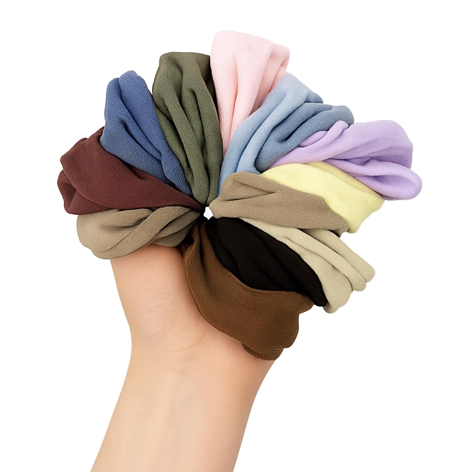 12 Pcs Cotton Hair Rubber Bands for Women & Girls – Soft Elastic Ponytail Holders – No Damage Hair Ties for Thick, Long, Curly Hair – Multicolor Stylish Scrunchies