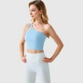 thumbnail image 6 of Active Women's One Shoulder Cutout Athletic Crop Top - Large, Light Blue, 6 of 7