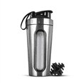 thumbnail image 2 of 2X Shaker Bottles for Protein Mixes Stainless Steel Protein Shaker Not Stays Cold/Hot,Visible Window Metal Shaker Cups-A, 2 of 3