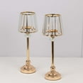 thumbnail image 4 of Efavormart 2 Pack Gold Metal Pillar Votive Candle Holders With Crystal Lamp Shade, Candlestick Stand for Table Centerpieces - 15", 4 of 11