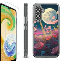 OneToughShield ® Compatible with Samsung Galaxy A15 5G, Shockproof Bumper Phone Case, with Tempered Glass Screen Protector - Moon Poppies