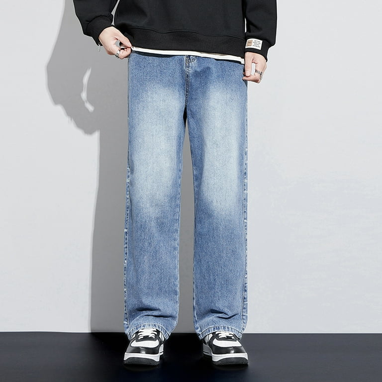 Jeans Men Trousers Wide Leg Pants Loose Fit Streetwear Light Blue Autumn New Jeans Kpop Men s Clothing Oversize Homme