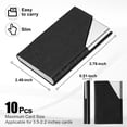 thumbnail image 2 of 10 PCS Professional Business Card Holder Case PU Leather & Stainless Steel Name Card Holder Pocket Card Carrier (Black), 2 of 6