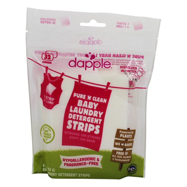 Dapple Pure and Clean Baby Laundry Detergent Strips 32 Loads