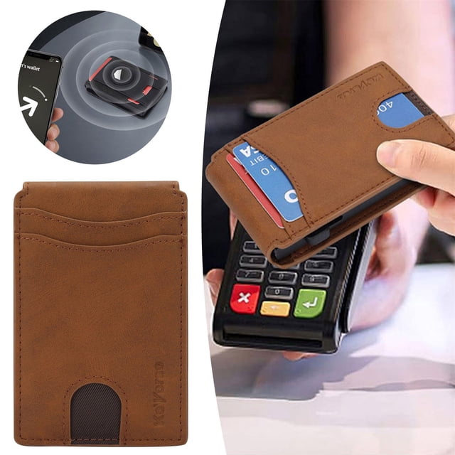 Tool Series Light Brown Microfiber Slim Card Holder For Men – Multifunctional Wallet With Anti Demagnetization ID Pocket For Daily Use Or