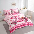 thumbnail image 3 of Homewish Floral Pink Truck 7-Piece Twin Bedding Sets For Adults Boys Girls,Happy Valentine'S Day Bedding Comforter Set,Geometric Plaid Grid Breathable Sheet Sets,Lightweight Room Decor,Reversible, 3 of 8