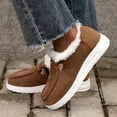 thumbnail image 4 of Women's Winter Snow Boots with Fleece Lined Cozy Warm Slip on Penny Loafers Flats Walking Shoes Casual Ankle Booties Coffee Size 9.5, 4 of 6