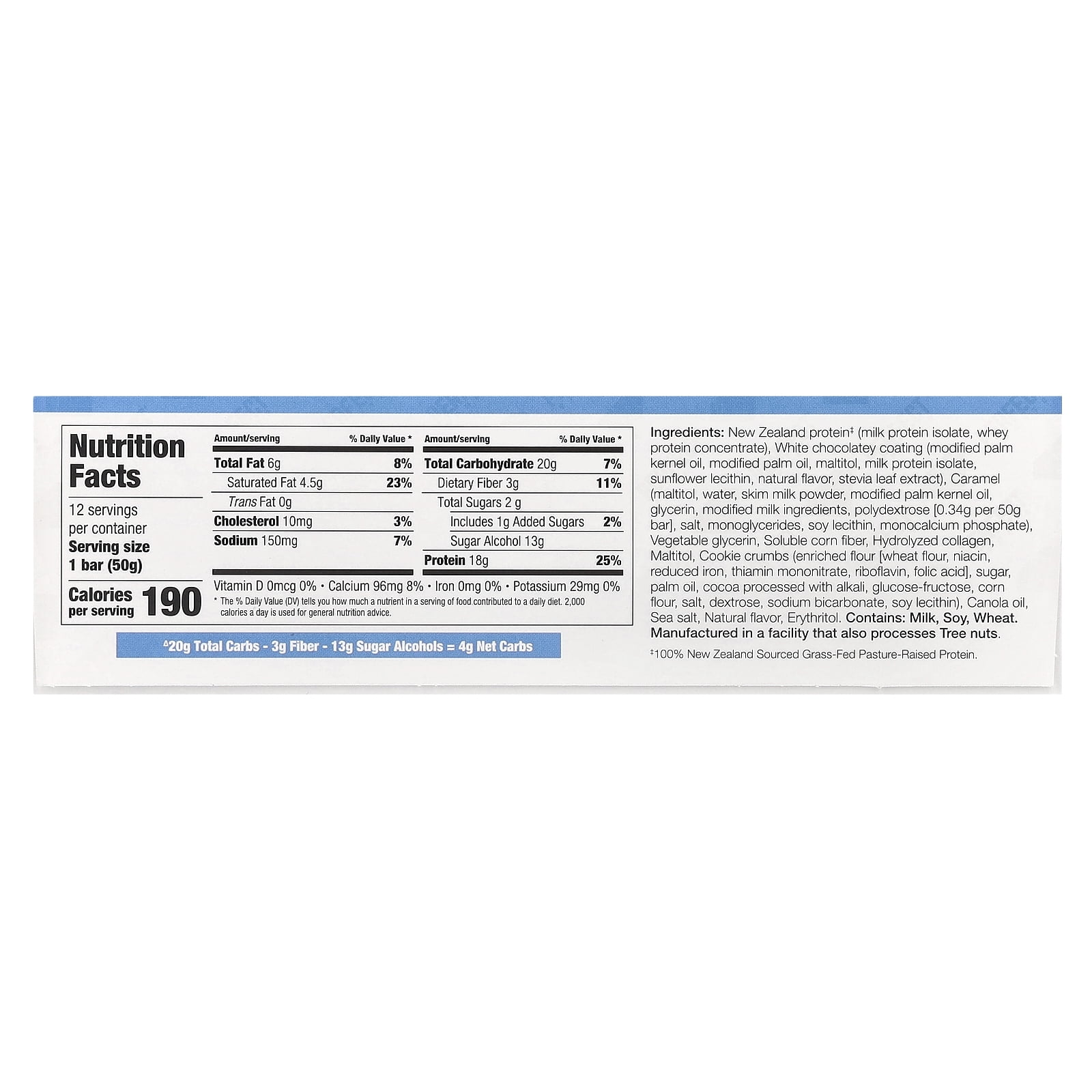PERFECT Sports Diesel, New Zealand Protein Bar, Cookies'n Cream, 12 Bars, 50 g Each