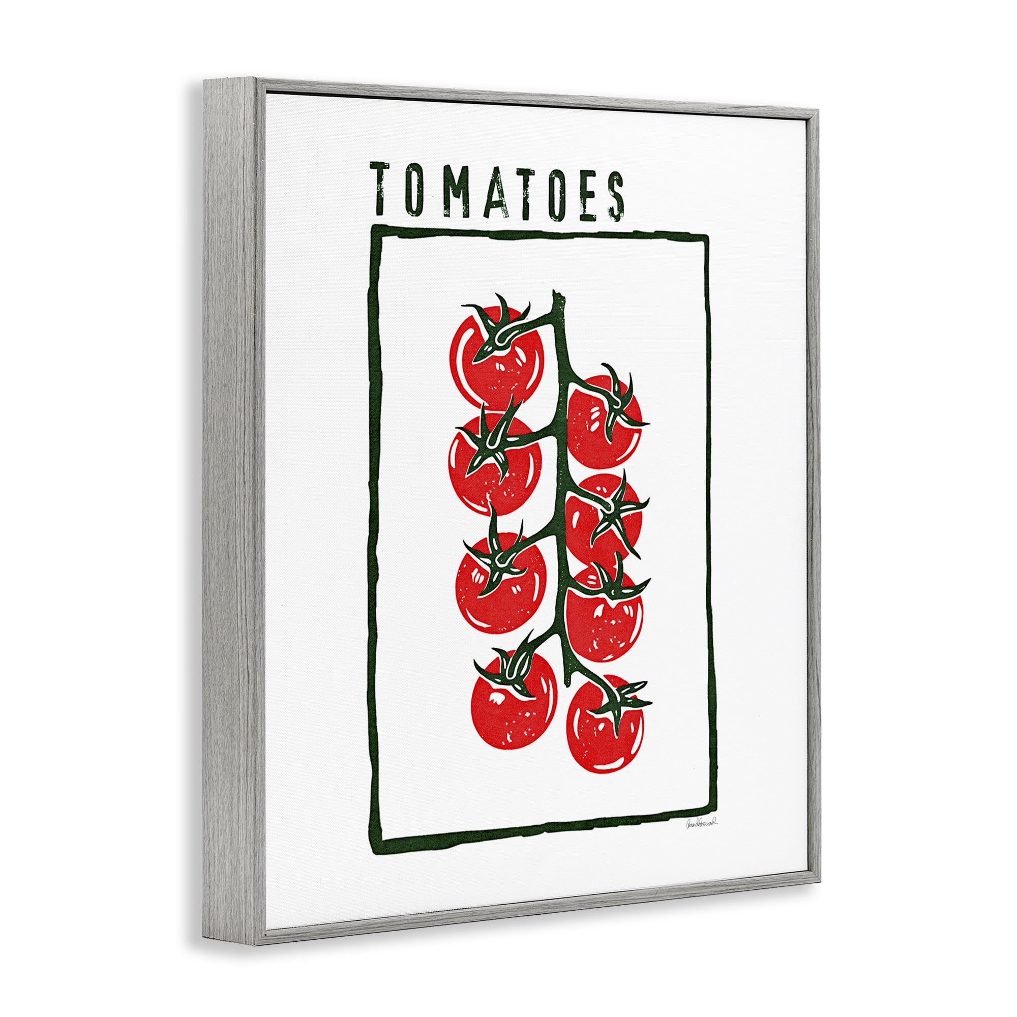 Stupell Industries Ripe Tomatoes Cluster Gray Framed Giclee Art, design by Amanda Greenwood