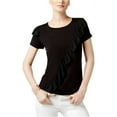 thumbnail image 2 of I.N.C Womens Ruffled Basic T-Shirt, Black, XX-Large, 2 of 2