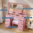 thumbnail image 4 of Vanity Desk with Mirror and Lights, Makeup Table with Glass Top & 8 Drawers, 3-Color LED Mirror, Power Outlets & USB, Hair Dryer Holder, Stool Included, Dressing Table Set for Bedroom, 4 of 7