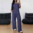 thumbnail image 2 of Plus Size Two Piece of Outfits for Womens Round-Neck Short Sleeve And Long Pants Casual 2PC Sets, 2 of 6