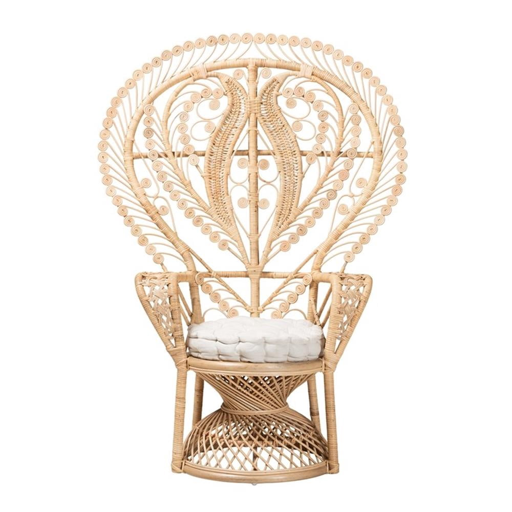 Baxton Studio Fedra Modern Bohemian Natural Brown Rattan Peacock Accent Chair