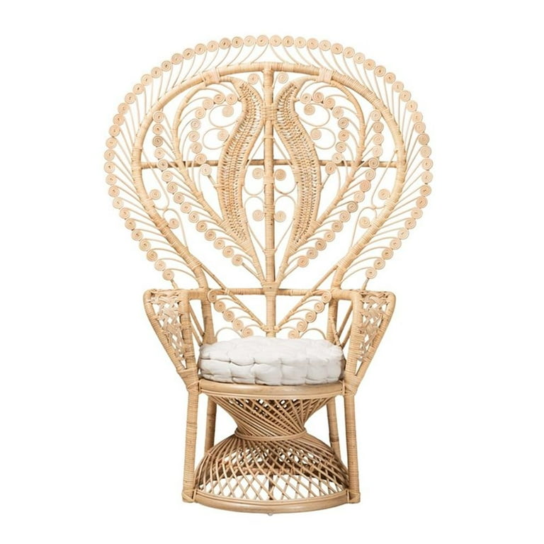 Baxton Studio Fedra Boho Decorative Armchair, Indoor Woven Rattan