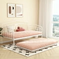 thumbnail image 3 of Miniyam Metal Twin Daybed with Pull Out Twin Trundle,Trundle Bed for Living Room Guest Room,White(Mattress not included), 3 of 9