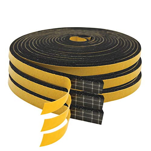 Foam Tape Weather Stripping, 1/4" W X 1/8" T X 48' L SelfAdhesive High