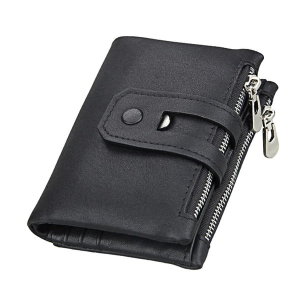 Cartera con bloqueo RFID, cierre a presión y identificación, regalo de moda, carteras prácticas para hombres. negro