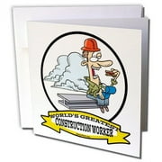 3dRose Funny Worlds Greatest Construction Worker II Occupation Job Cartoon - Greeting Card, 6 by 6-inch