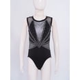 thumbnail image 5 of Haitryli Gymnastics Leotards for Girls Ballet Dance Outfit One Piece Figure Skating Jumpsuits Sports Workout Black&Silver 6, 5 of 7