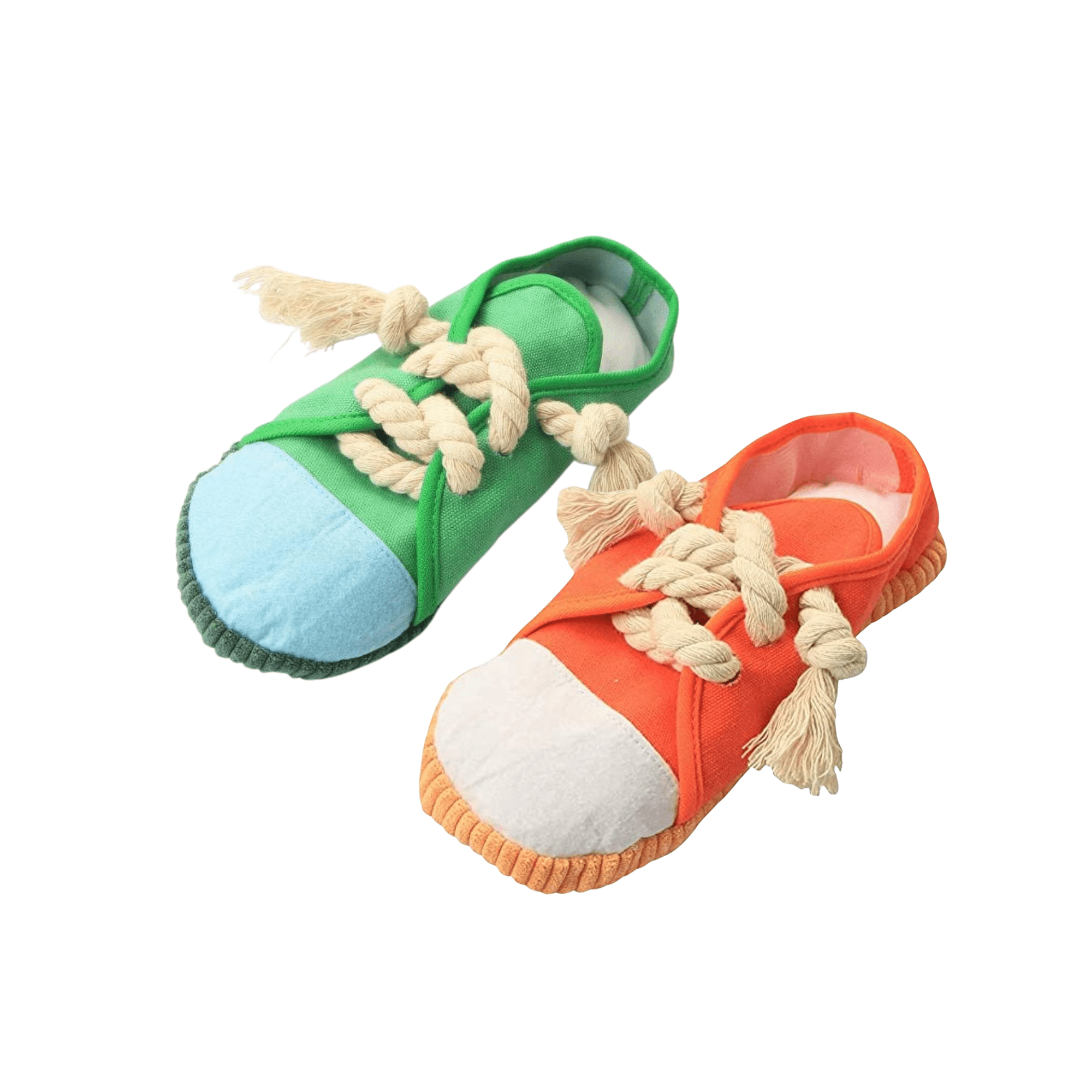 Glow Pups Squeaky Shoes Flexible 2-Piece Dog Toy Pair with 2 Dog Toys, Multicolor Shoes Shape Medium