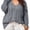 grey, variant on Women Plus Size V‑Neck Cable Knit Sweater, Oversized Long Sleeve Pullover Top