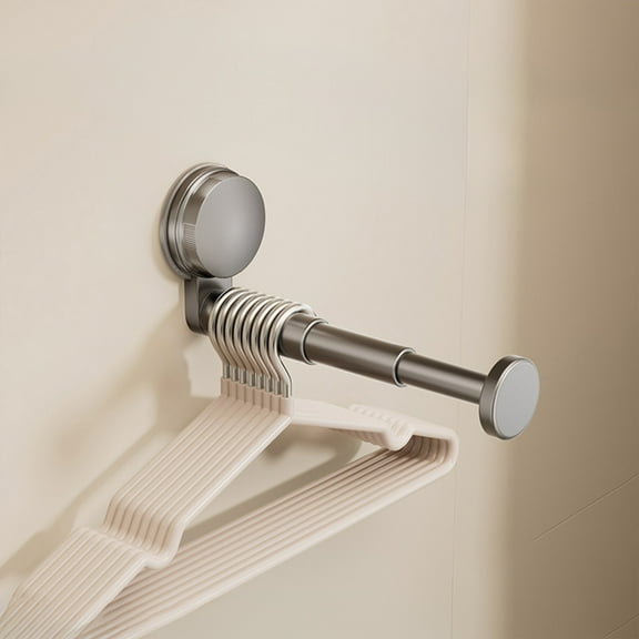 Retractable Suction Cup Hanger for Wall No Drilling, Foldable Plastic Clothes Hanger Organizer for Bathroom Kitchen