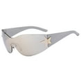 thumbnail image 2 of Fashion Men Women Star Wrap Around Sunglasses Cycling Rimless Futuristic Sunglasses, 2 of 4