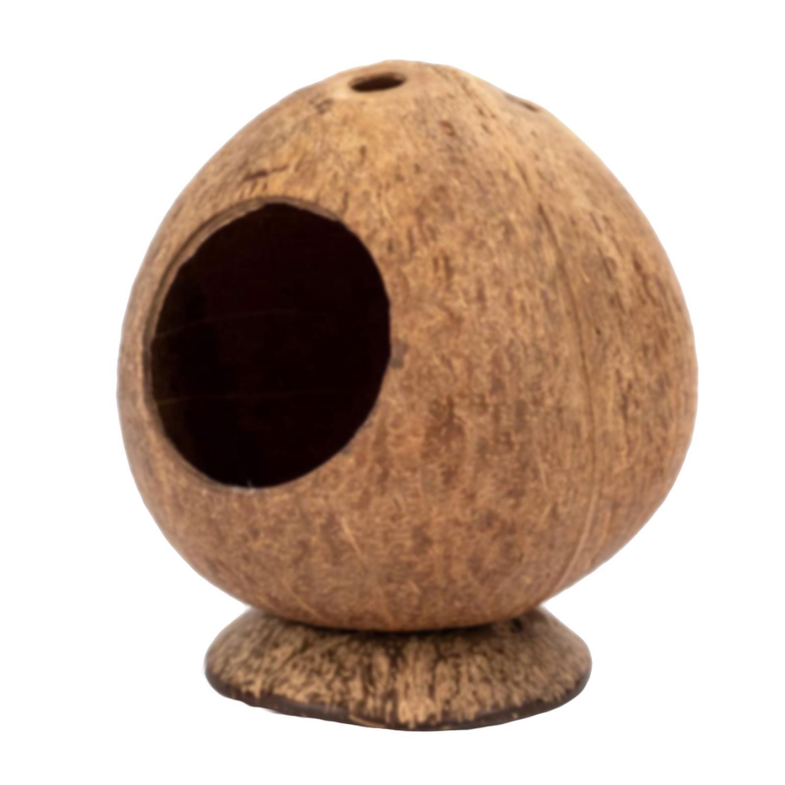 Hamster Cage Pet Hideout Nest Coconut Shell Hut Small Animal Hiding House Habitat Cave For Bunny, Chinchilla Gerbil Mice Playing