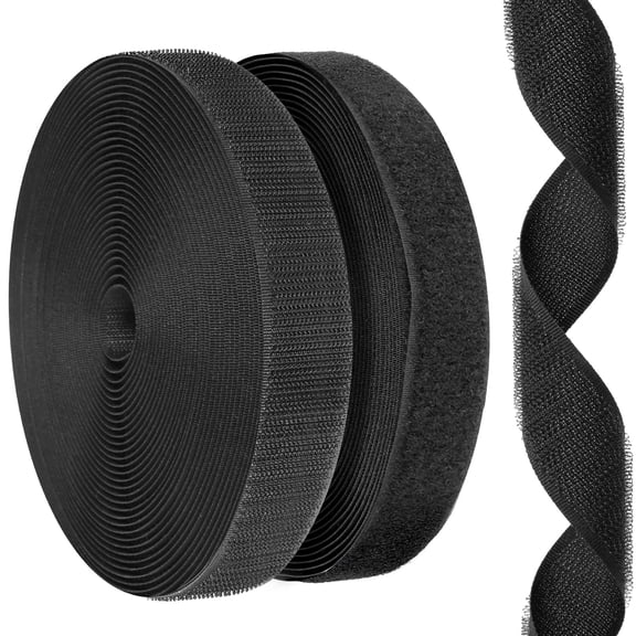 Xiyztok 2PCS Fastener Roll Strip Velcro Straps Nylon Hook and Loop Tape Self-Adhesive Heavy Duty Strips Fastener Reusable Sticky Fastening Cable Ties for Home Car Clothing,1Inch32.8FT