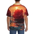 thumbnail image 3 of Honeii Romantic Roses Sunset Ocean for Men's Short-Sleeved Button-Up Collared Shirt Featuring A Pocket, Perfect for Beach Vacations, And Travel Adventures.-4X-Large, 3 of 5