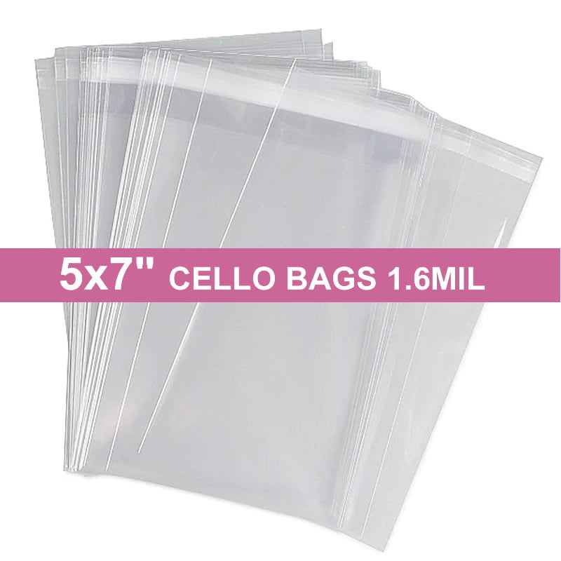200 CELLO CLEAR SELF SEAL 5 x 7 BAGS CRYSTAL 1.5 MIL POLYPROPYLENE STORAGE 