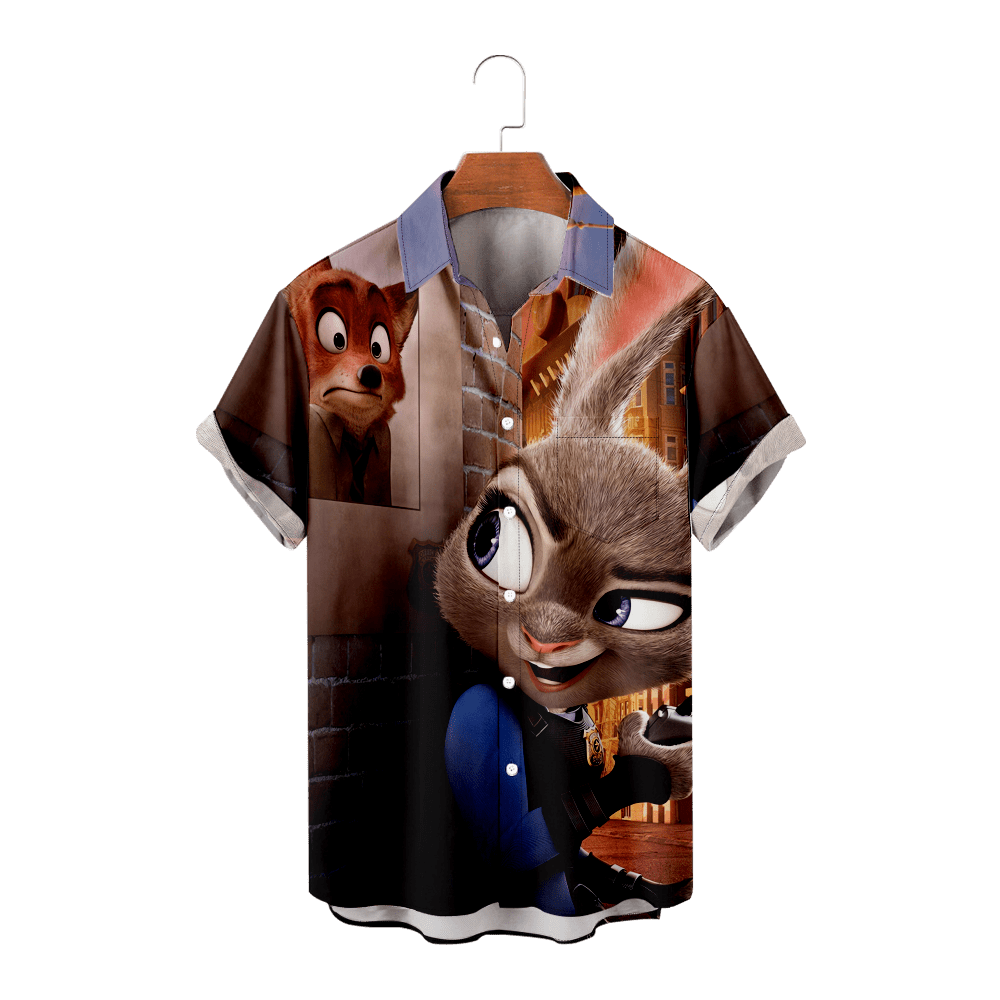 zootopia-judy-nick-t-shirts-for-men-zootopia-front-buttons-chest-pocket