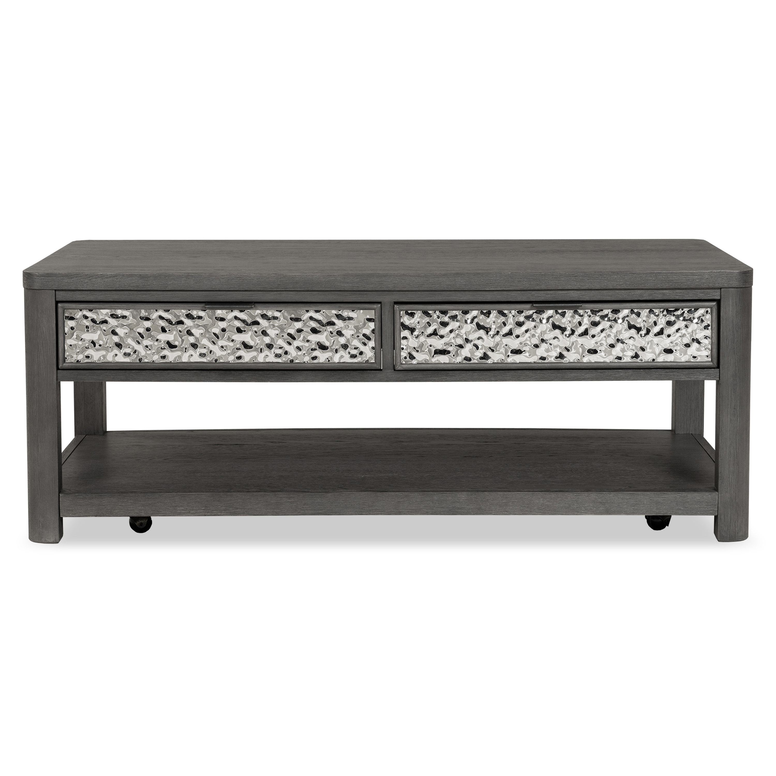 Furniture of America Cheri Modern Solid Wood Coffee Table with 2-Drawer and Casters, Ash Gray