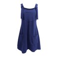 thumbnail image 4 of FcBaudy Camisole Sans Manches Robe Col en V, Robes d'Été pour Femmes, Robes de Mode pour Femmes Robe Unie Sans Manches à Bretelles avec Poches, 4 of 5