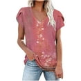 thumbnail image 2 of Womens Plus Size Tops,Womens Blouses,Fashion Women's Summer V-Neck Short Sleeve Print Casual T-shirt Blouse Shirt, 2 of 4