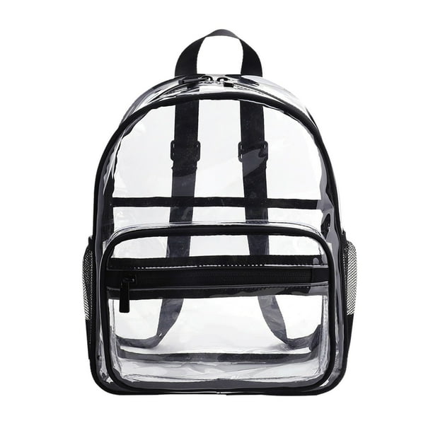 Mochila transparente grande de capacidad negra, PVC almacenamiento, para estudiantes