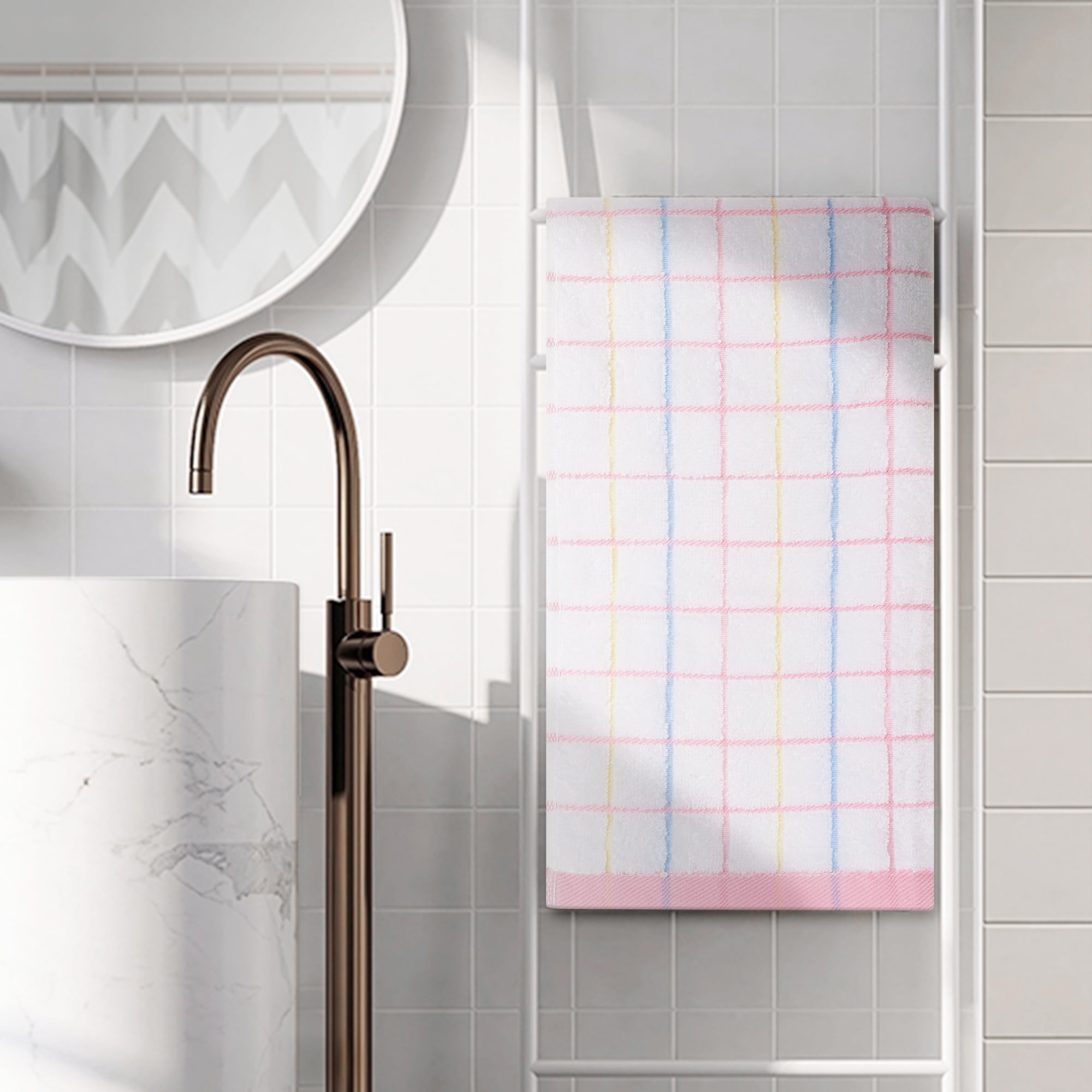 Unique Bargains Bathroom Hand Towels Soft Absorbent Kitchen Towel Sets 14" x 28" Pink 4pk